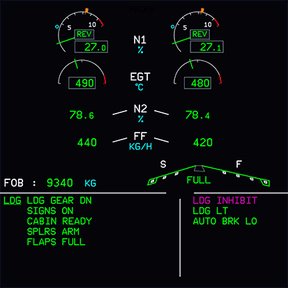 ECAM showing reverser